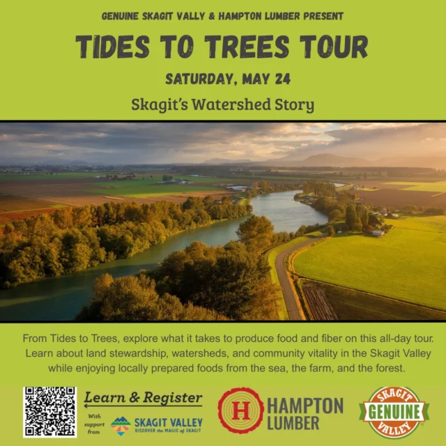 🌊🌲 Tides to Trees Tour – Saturday, May 24 🌲🌊
Join us for a unique opportunity to learn first-hand from the stewards of Skagit’s natural resources! This all-day tour is a chance for community members to explore how food and fiber are produced in Skagit Valley—from the sea, to the farm, to the forest.
Enjoy a locally curated lunch and a beautiful day outside as we dive into Skagit’s watershed story. Space is limited! Tickets can be purchased at: https://genuineskagitvalley.com/blog/tides-to-trees-tour/
#PNWtours #Agrotourism #ForestWalk #SkagitValley #CommunityEvent #LandStewardship